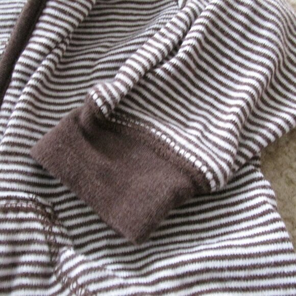 Carters 2 Pc Hooded Zip Front Jacket Pants Outfit Boy Size 3M Brown White Stripe - Picture 2 of 6